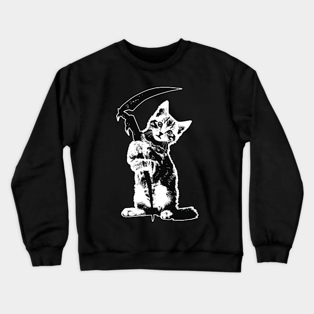 Super Cute Grim Reapurr Kitty, Death Cat, Funny Reaper Crewneck Sweatshirt by RuftupDesigns